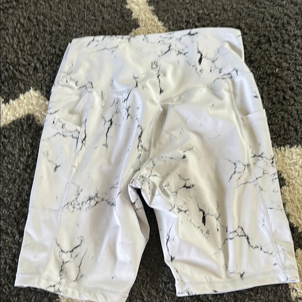 BuffBunny White Marble Bike Shorts